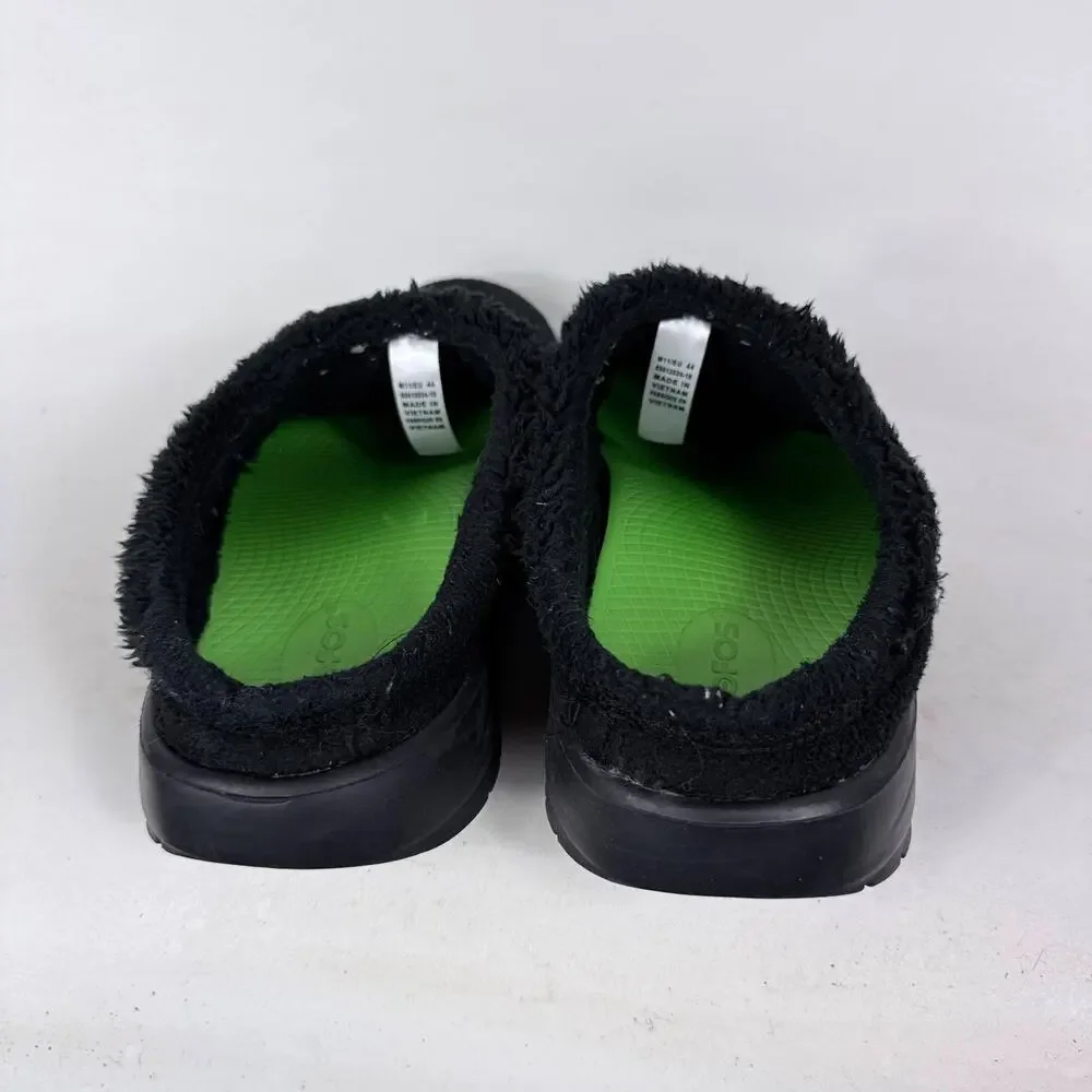 OOFOS OOcoozie Mule Men's 11 Black Vegan Sherpa Slip-On Casual Recovery Slippers